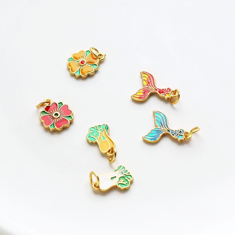 Mặt Dây Chuyền/ Khuyên Tai/ Vòng Tay/ Dây Chuyền Hình Đuôi Cá Màu Vàng Nhám 18k diy