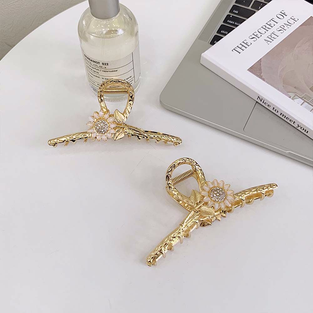 Kẹp gắp tóc kim loại hình hoa hướng dương phong cách Hàn Quốc nữ tính thanh lịch