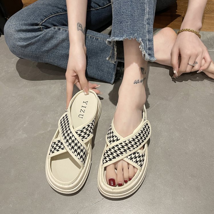 [Đủ-màu] Dép độn đế nữ quai chéo JC-0401 đế cao 4cm cực êm chân - giá Sỉ