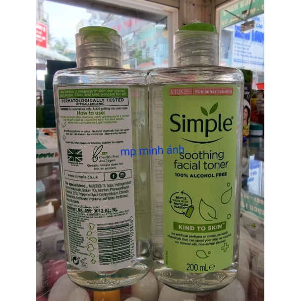 nước hoa hồng simple 200ml { chính hãng cty }