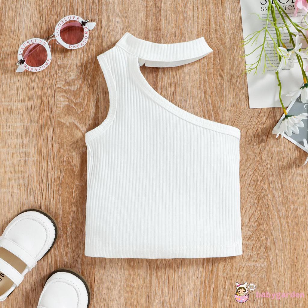 BABYGARDEN-6months-4years Baby Girls Clothes Set, Halterneck Oblique Shoulder Sleeveless Vest + Shorts + Waist Belt