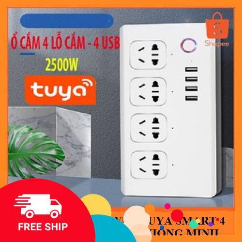 Ổ Cắm Thông Minh Wifi Hẹn Giờ Tuya Smart Life 4 Cổng 4 USB Điều Khiển Từ Xa Tiện Lợi