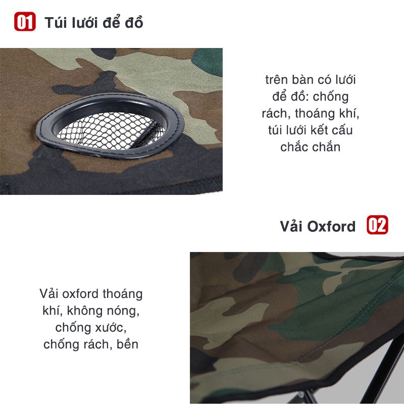 Bộ bàn ghế du lịch gấp gọn Rằn Ri cao cấp, Bộ bàn 4 ghế cắm trại, dã ngoại tiện lợi