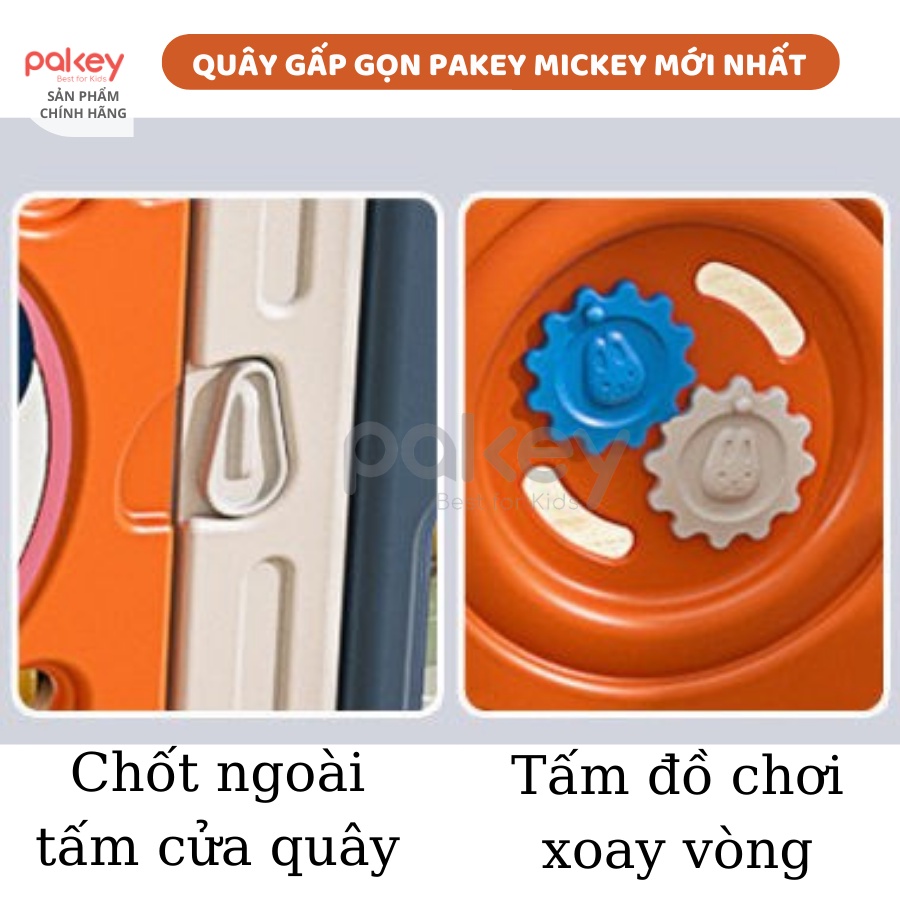 Quây cũi nhựa gấp gọn Pakey MICKEY TẶNG KÈM 50 bóng + 1 thảm dày dặn SALE GIÁ SỐC
