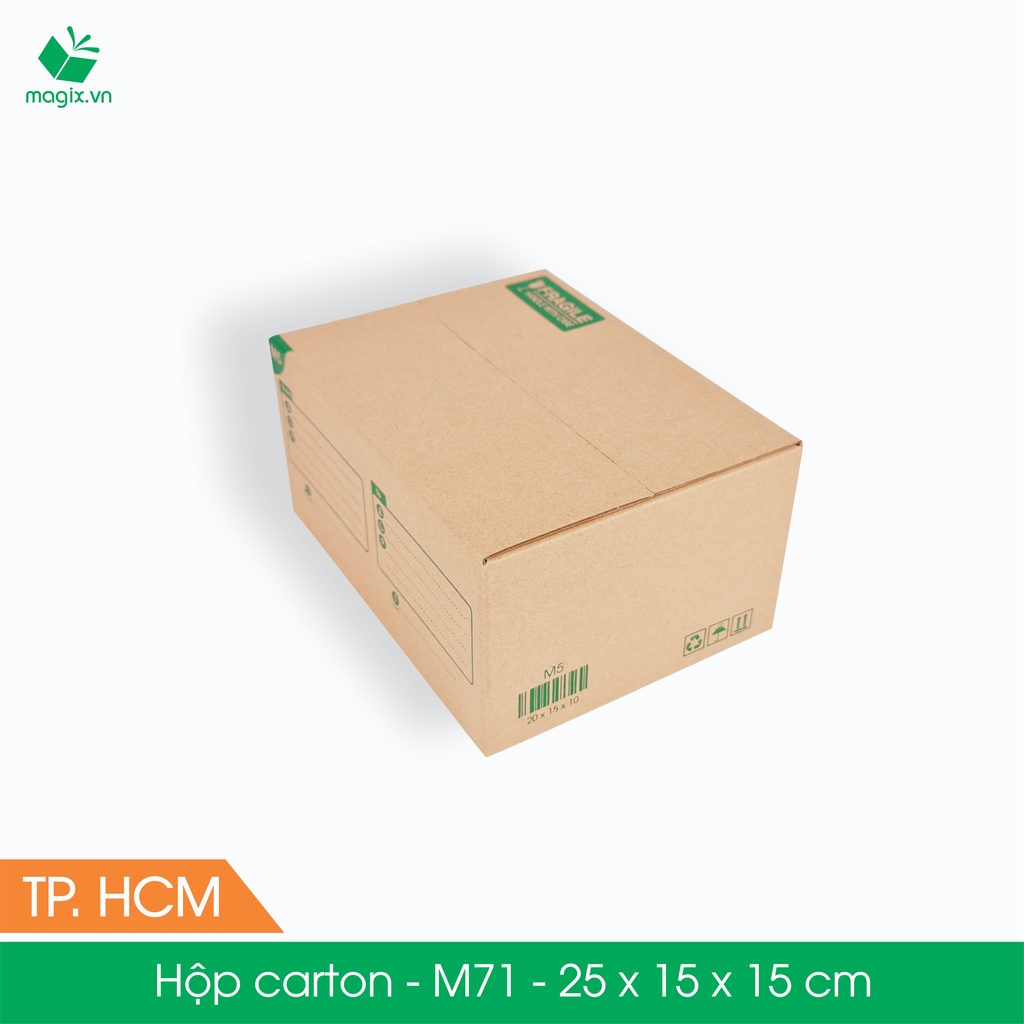 M71 - 25x15x15 cm - 100 Thùng hộp carton + tặng 50 decal HÀNG DỄ VỠ