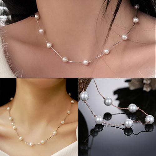 Dây chuyền choker ngắn đính ngọc trai giả kiểu dáng ngọt ngào lãng mạn