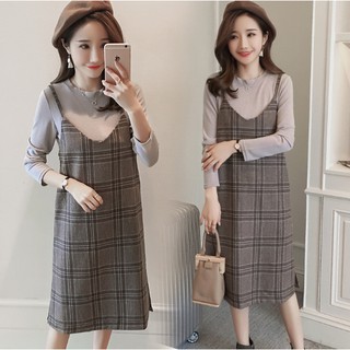Đầm Bầu Thu Đông :Sét Yếm Dạ 2 Dây Kẻ Caro Có khóa Cho Con Ti Cao Cấp