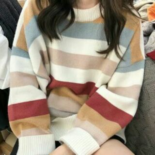 Áo len kẻ nhiều màu