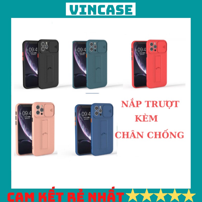 Ốp Lưng Iphone Nắp Trượt Kèm Chân Chống Viền Vuông Iphone 12 7 plus 8 plus x xs 11 11pro 11promax/12/12promax-Vincase
