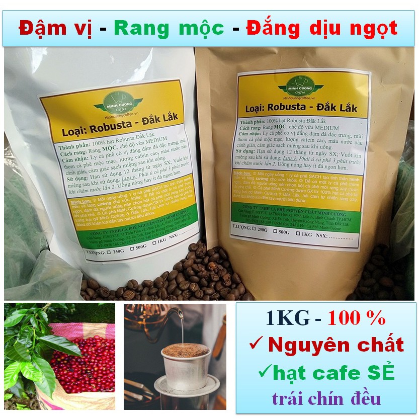 1Kg Cà phê nguyên chất ROBUSTA Buôn Ma Thuột Đắk Lắk - Ca phe hat nguyen chat