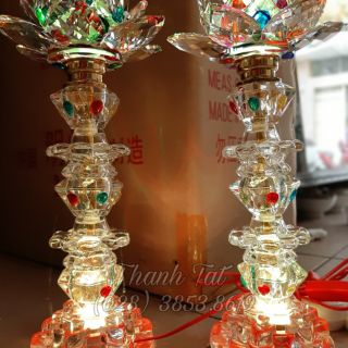 Bộ Đèn Thờ Sen Pha Lê Mà:0443