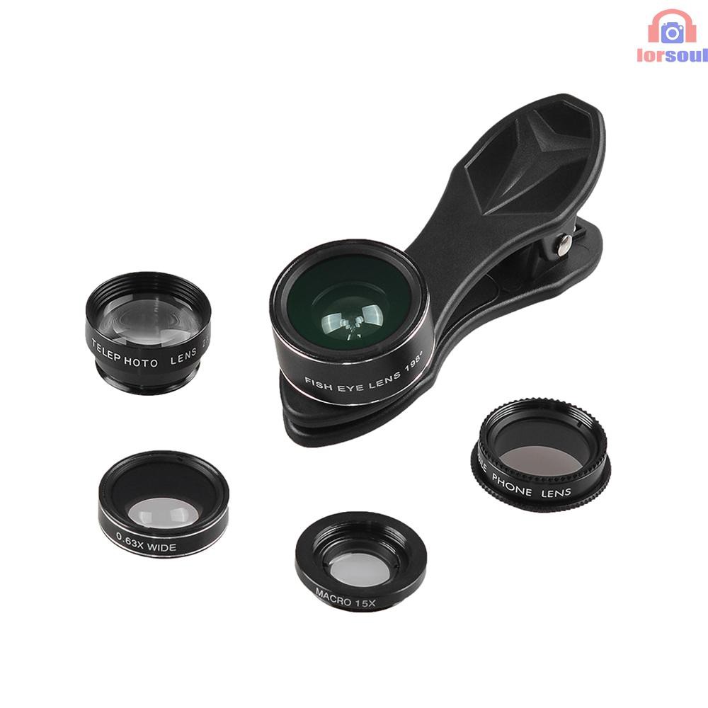 Bộ Lens Góc Rộng 198 5 Trong 1 Apexel Apl-dg5h 198 Cho Điện Thoại Iphone Samsung Huawei Xiaomi