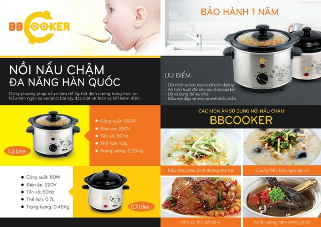 [Mã ELHAMS5 giảm 6% đơn 300K] Nồi nấu cháo chậm BBcooker BS15 - Hàn Quốc - 1.5 lít