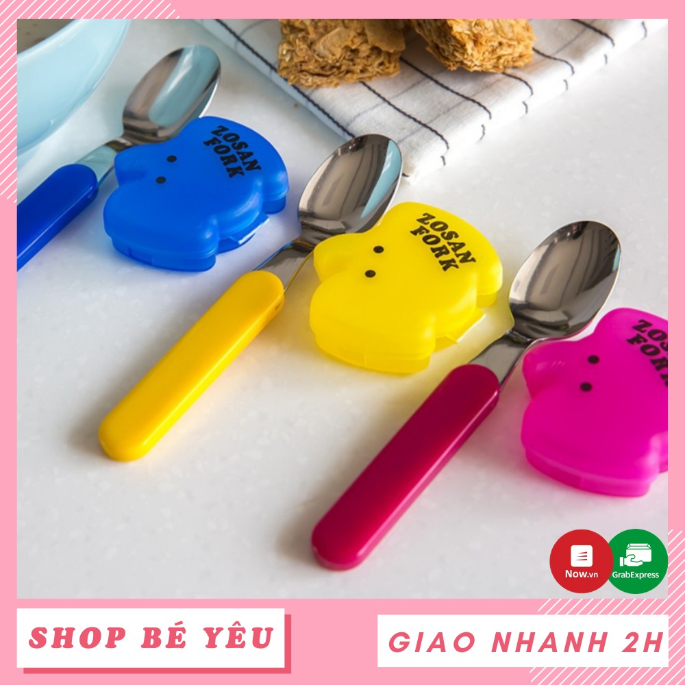 Thìa ăn dặm  𝑭𝒓𝒆𝒆𝒔𝒉𝒊𝒑  Thìa inox cho bé kèm hộp đựng hình thú cho bé nội địa Nhật Bản