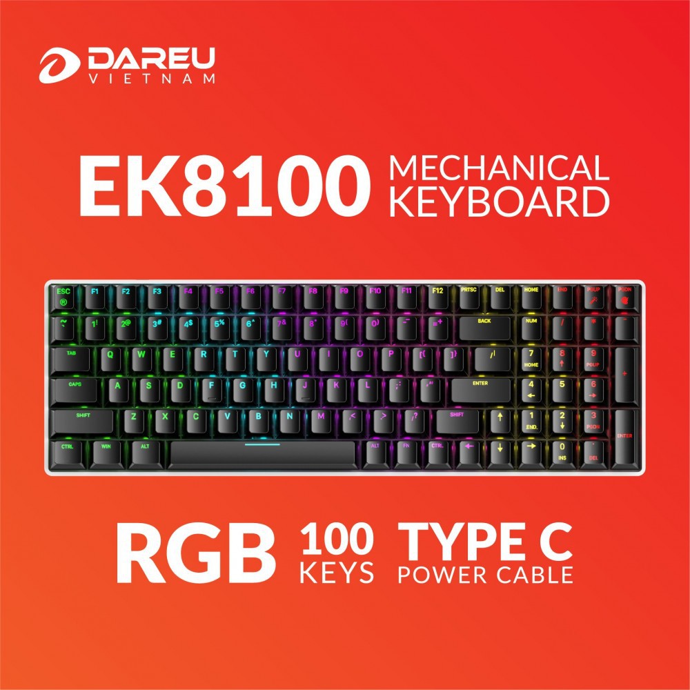 Bàn phím cơ Gaming DareU EK8100 led RGB