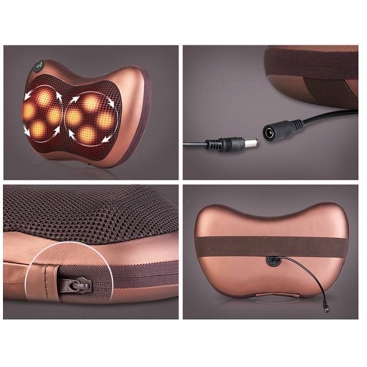 Gối Massage Hồng Ngoại 8 Bi - gối massage cổ vai gáy- bảo Hành 1 Đổi 1 Trong 7 Ngày