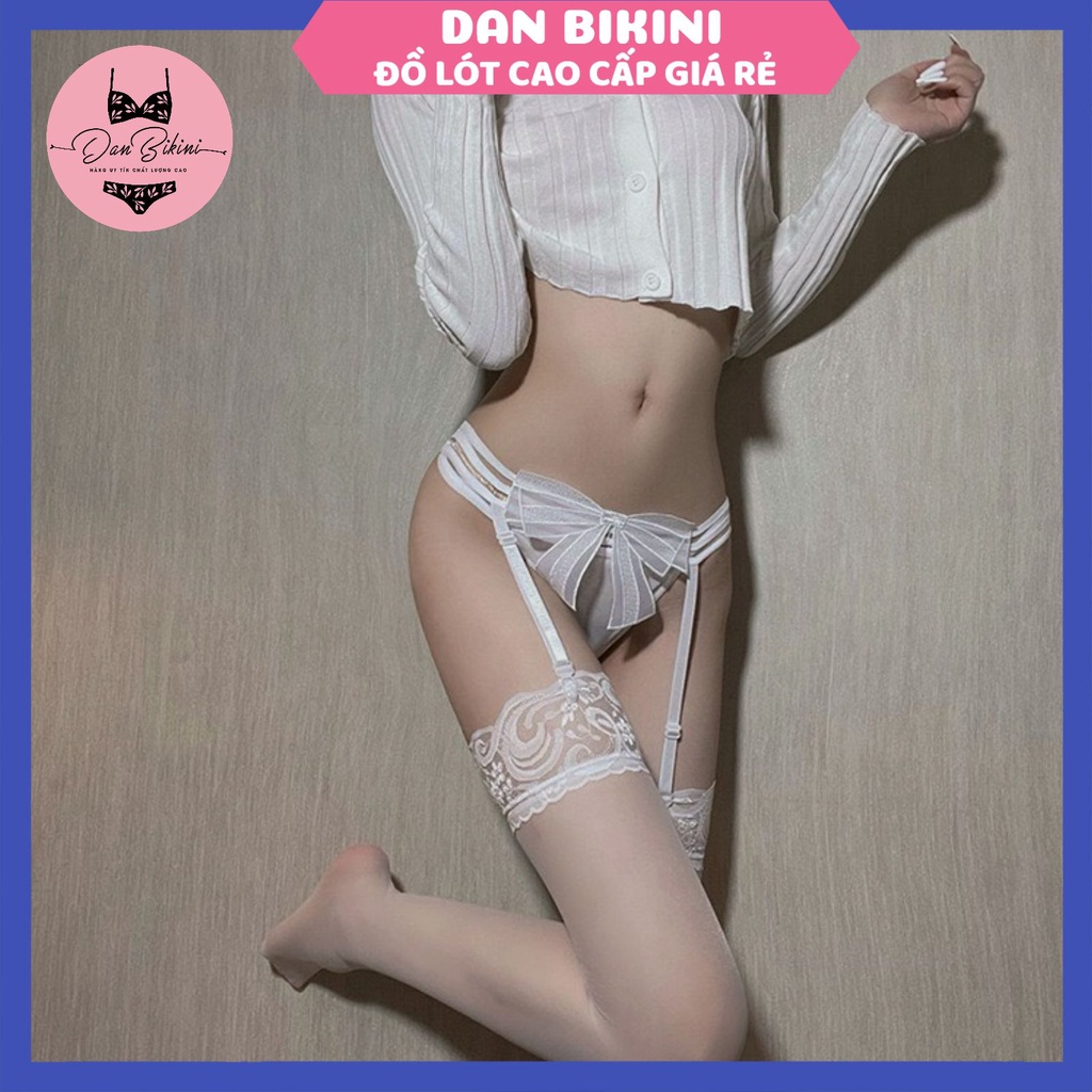 Quần Lót Lọt Khe Ren Sexy - Set Quần Lọt Khe Nữ kèm Tất và Đai cao cấp Cosplay Nhật Sexy gợi cảm MÃ 2063
