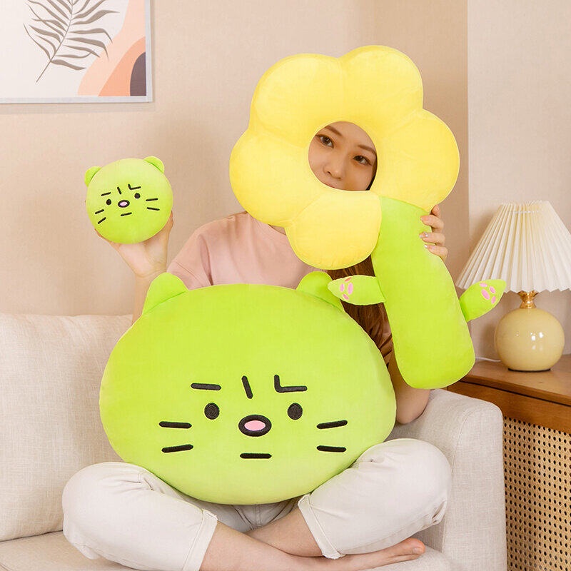Gối Nhồi Bông Dễ Thương Hình Mèo Hoạt Hình Sáng Tạo