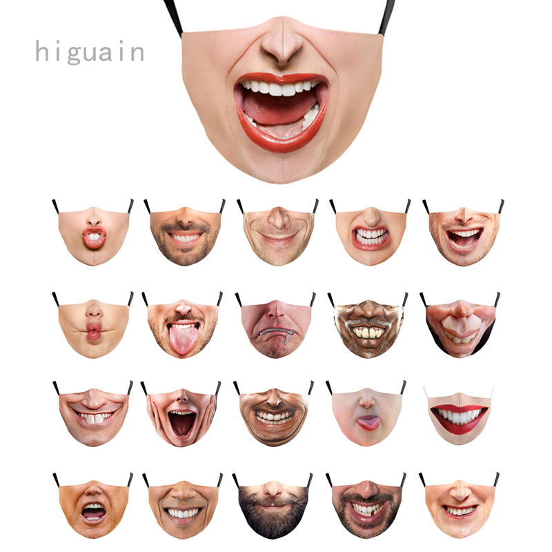 Khẩu Trang Cotton In Hình 3d Vui Nhộn Có Thể Tái Sử Dụng