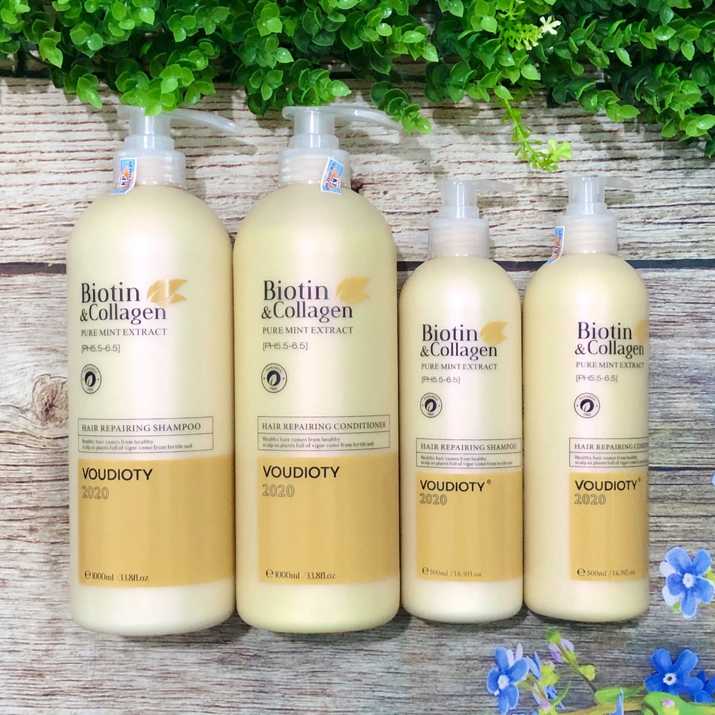 Combo Gội Xả Phục hồi Tóc BIOTIN&COLLAGEN VÀNG 1000ml