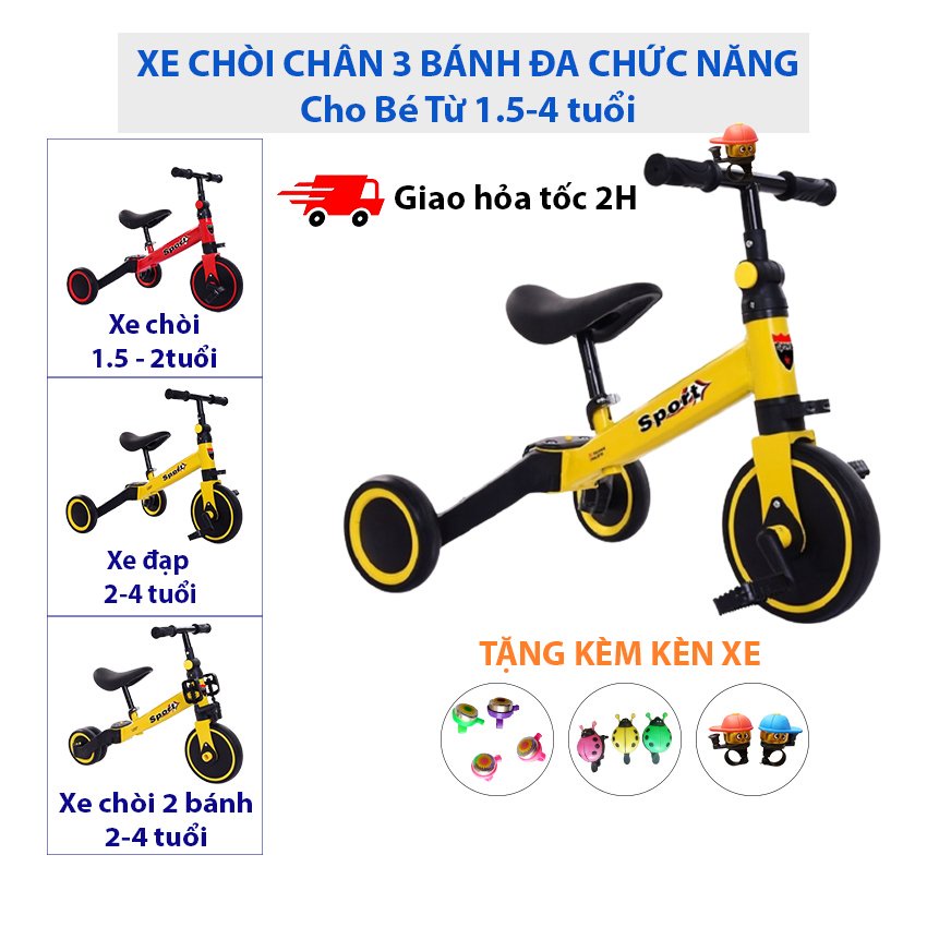 [TẶNG KÈN XE ] Xe chòi chân 3 in1 cho bé 1.5- 4 tuổi  - Xe cân bằng 3 bánh vừa làm xe chòi ,xe đạp,xe cân bằng cho bé