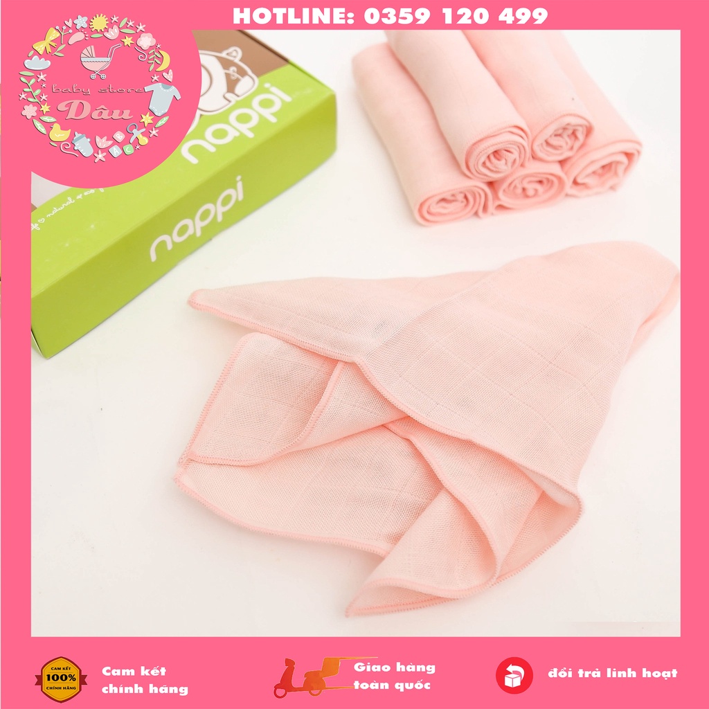 Set 6 chiếc khăn sữa xô cao cấp chính hãng Nappi Thái Lan 30x30cm - vải xô sợi tre siêu mềm