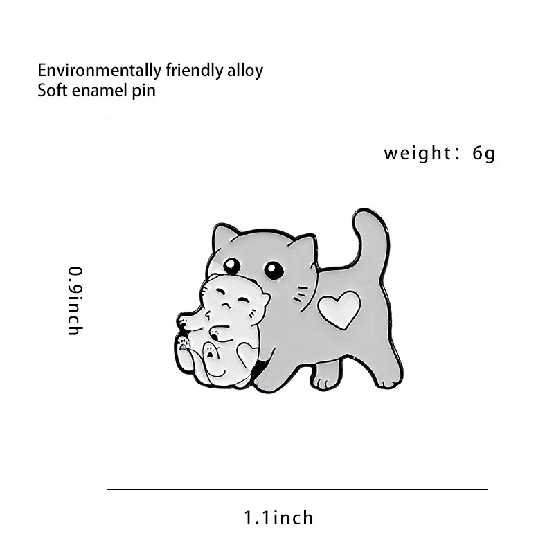 Huy Hiệu Cài Áo Hình Mèo Mẹ Và Bé Dễ Thương