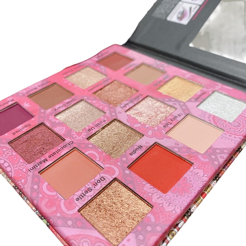 Bảng phấn mắt 16 ô mix nhũ Treeceng họa tiết hoa văn - phấn mắt nội địa trung