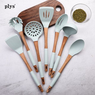 Dao silicone nướng chuyên dụng cho dụng cụ nấu ăn chống dính, thìa nấu ăn, muôi xúp, nồi chịu nhiệt Bộ thìa xẻng dụng cụ
