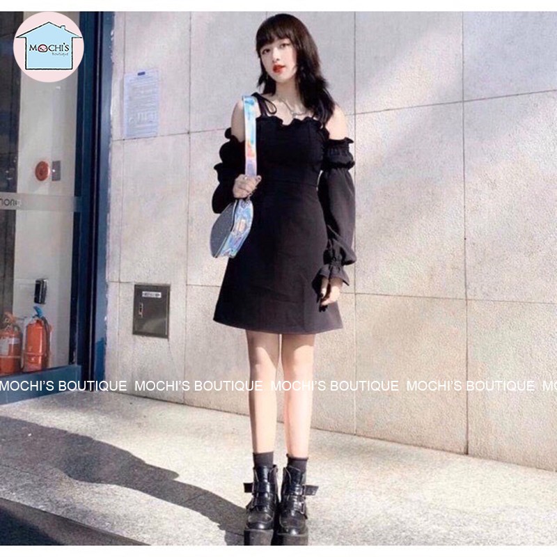 Váy đầm nữ trễ vai tay phồng bánh bèo nữ tính, 2 màu cơ bản,mẫu váy đầm nữ xòe có sẵn đệm ngực tiện lợi - M017 | BigBuy360 - bigbuy360.vn