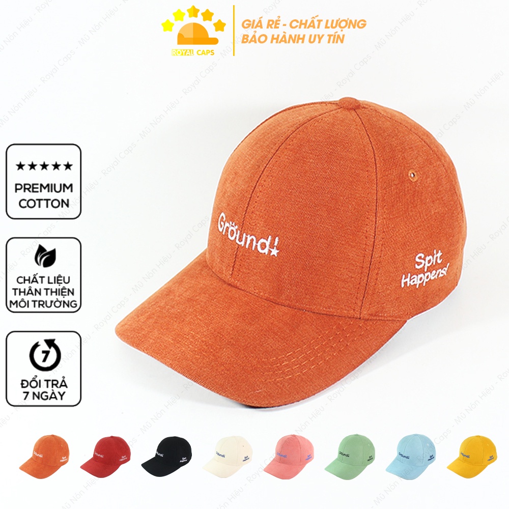 Mũ Lưỡi Trai Nón Lưỡi Trai Nam Nữ Nhung Mịn Hàn Quốc Thêu GROUND Nón Kết - Royal Caps