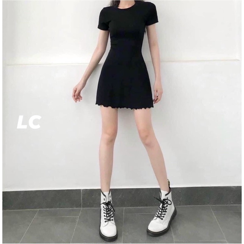 Váy Đen Đuôi Bèo Cộc Tay L.Y Store Nữ  🌸 Đầm dáng ôm body, thiết kế bánh bèo tiểu thư Ulzzang HOT 🌸