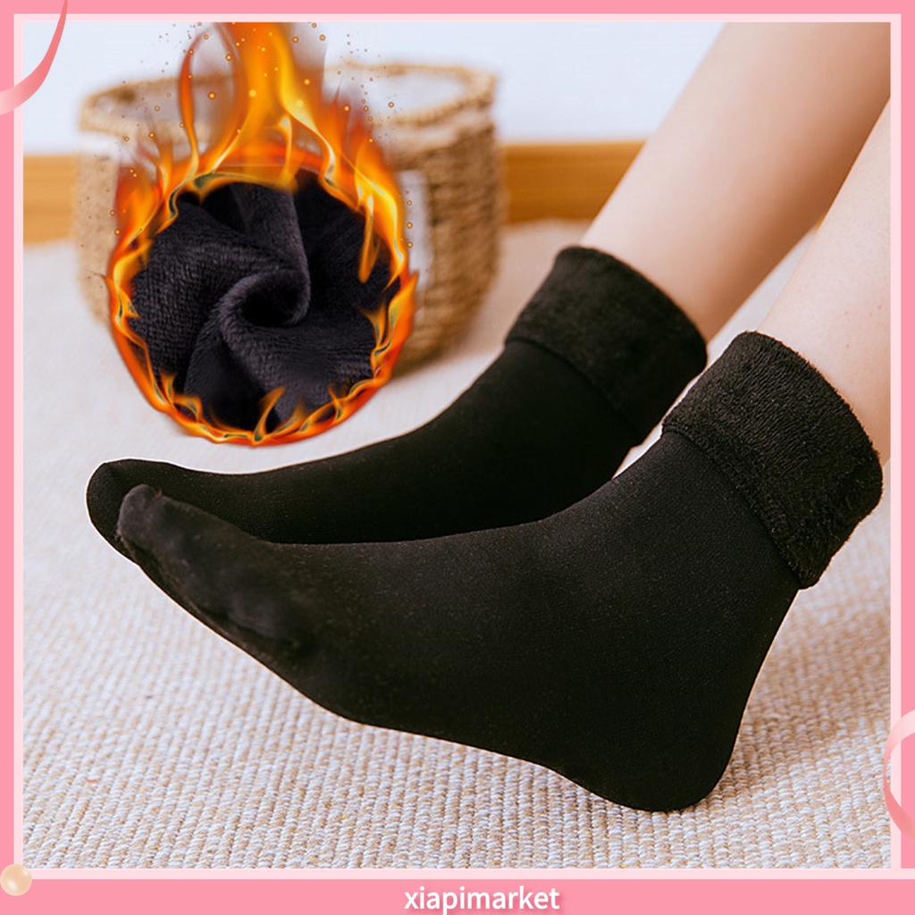 [XP] 1 Đôi Vớ Lông Nhung Siêu Mềm Co Giãn Màu Trơn Thời Trang Thu Đông