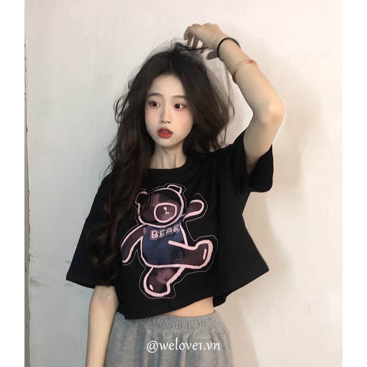 Áo Thun cotton Ngắn Tay Họa Tiết Hoa Thời Trang Hàn Quốc Cho Nữ