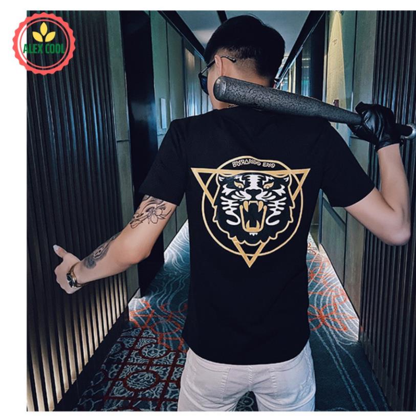 Áo thun nam, áo phông nam tay ngắn cổ tròn chất cotton co giãn 4 chiều hình đầu hổ alex cool !