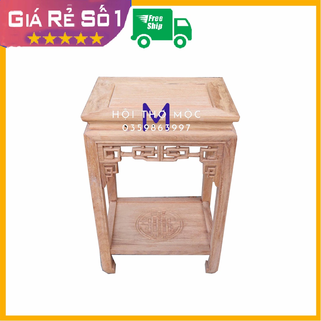 Đôn chiện phòng khách chữ nhật gỗ gụ mặt 30x40
