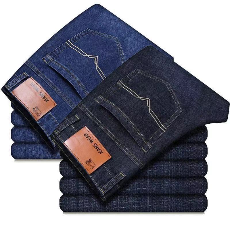 Mens Straight Cut Washed Denim Pants Trousers Casual Jeans Spring jeans men's straight baggy pants men's casual pants high waist dad young men's long pants