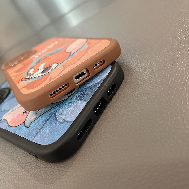 Ốp Điện Thoại Da Họa Tiết Mèo Và Chuột Dễ Thương Cho iPhone 13 Pro Max 12 Pro Max 11