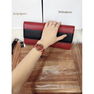 Đồng hồ nữ GUOU dây da đen mặt tròn sang trọng MDL-G8174