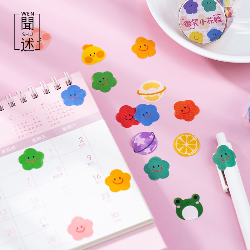 Set 100 băng keo dán trang trí sổ tay 8 kiểu màu sắc
