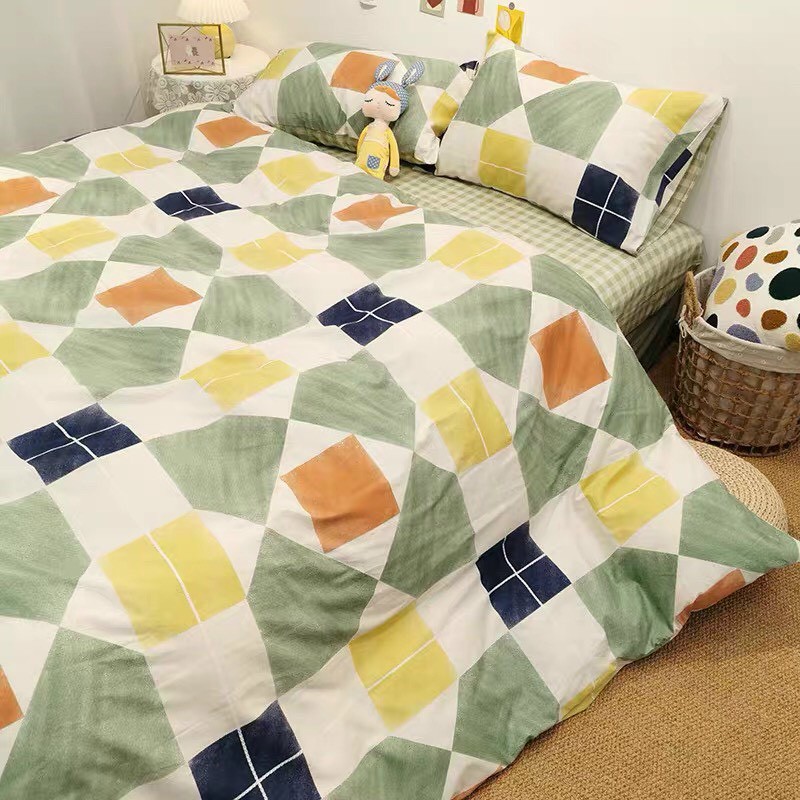 Bộ chăn ga gối Cotton poly M2T Bedding Hình khói ngũ sắc, vỏ chăn mền, drap nệm và 2 vỏ gối | BigBuy360 - bigbuy360.vn