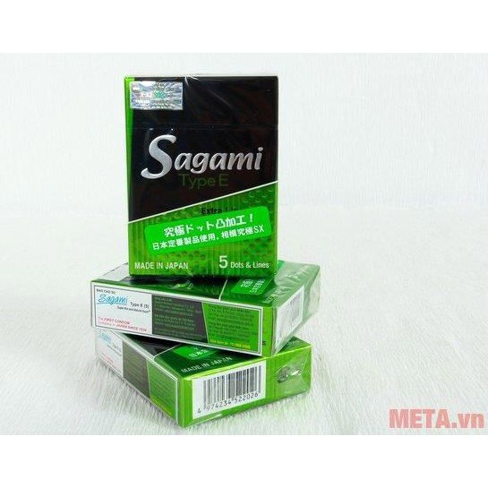 bao cao su sagami type E Gân ,Gai ,1 lần thắt  Hộp 5 chiếc