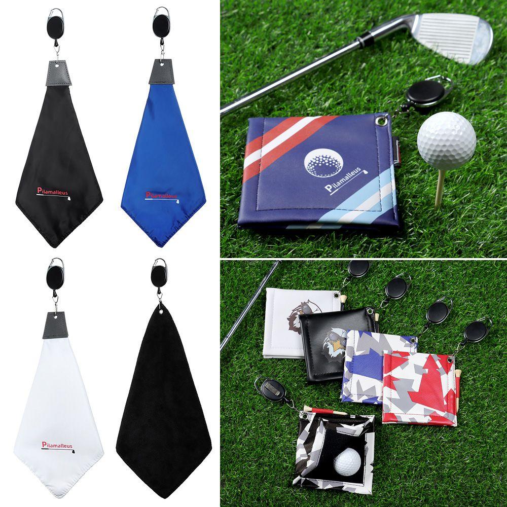MYRONGOODS Square Golf Ball Cleaning Towel Club Head Cleaner Retractable Keychain Buckle