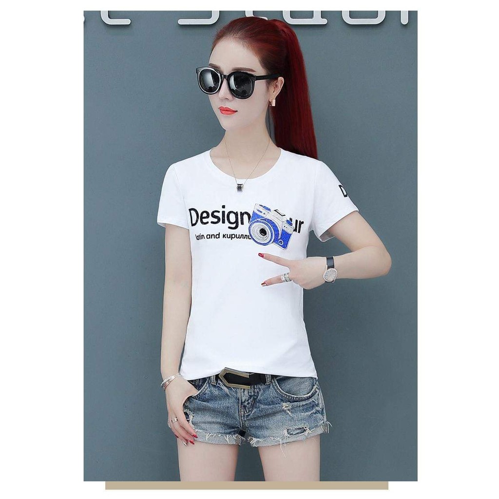 Áo phông nữ, Áo Thun Đính Đá hàng Quảng Châu Cao Cấp cotton 100% co giãn 4 chiều | BigBuy360 - bigbuy360.vn