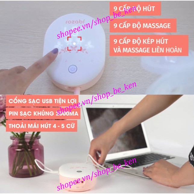 (Tặng áo hút sữa) Máy hút sữa điện đôi cao cấp có pin sạc có màn hình LCD ROZABI DELUXE PLUS