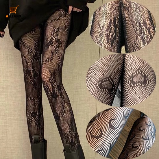 Quần Tất Lưới Màu Đen Phối Ren Phong Cách Gothic Quyến Rũ Cho Nữ