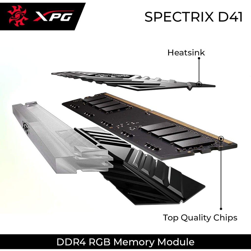 RAM MÁY TÍNH ADATA DDR4 XPG SPECTRIX D41 16GB (2x8G) 3000 RED RGB - Hàng Chính Hãng