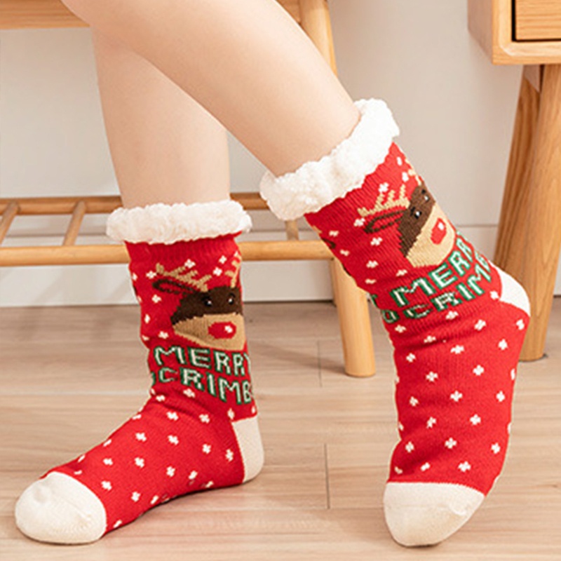 Youyo Vớ Lông Cừu Giả Giữ Nhiệt Xù In Họa Tiết Ông Già Noel Tuần Lộc Giáng Sinh Vui Nhộn Không Lót Lông Cừu Cho Nam