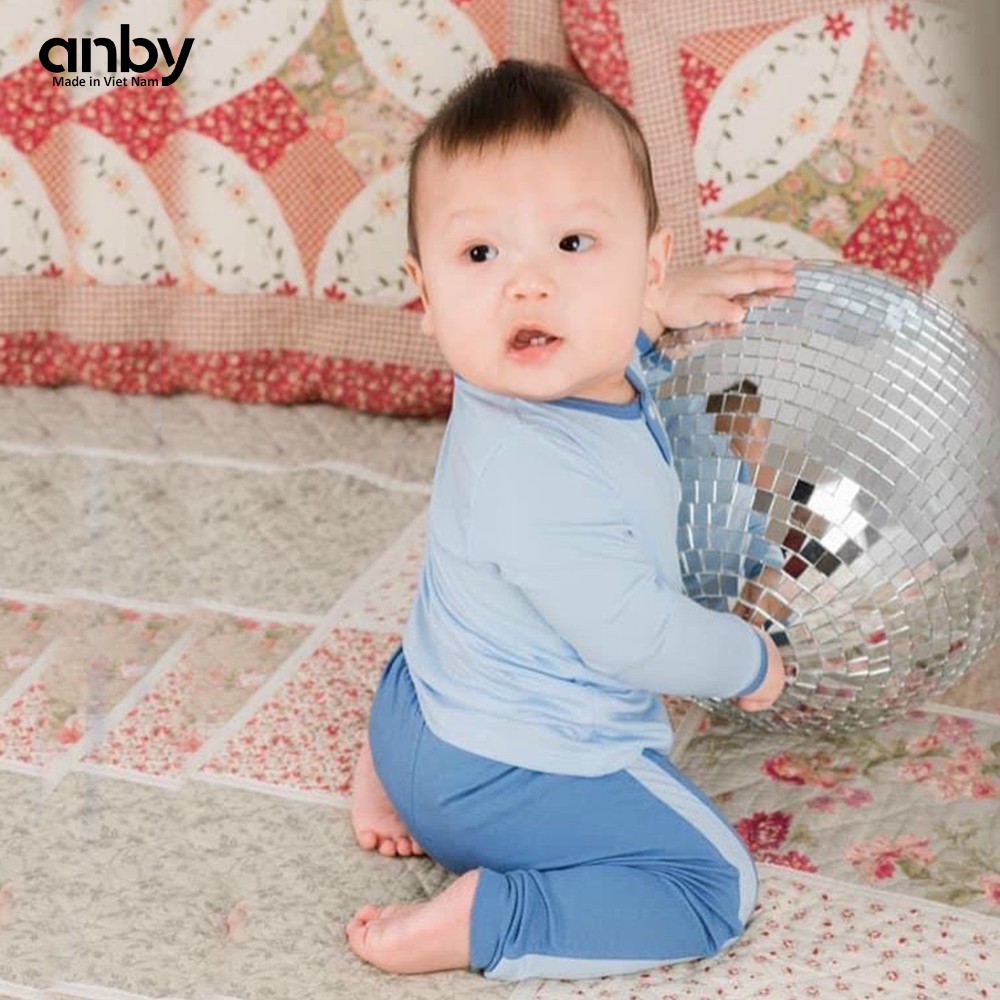 Bộ quần áo dài tay trẻ em ANBY cho bé trai và gái từ 1 đến 5 tuổi cổ trụ thun lạnh AB08