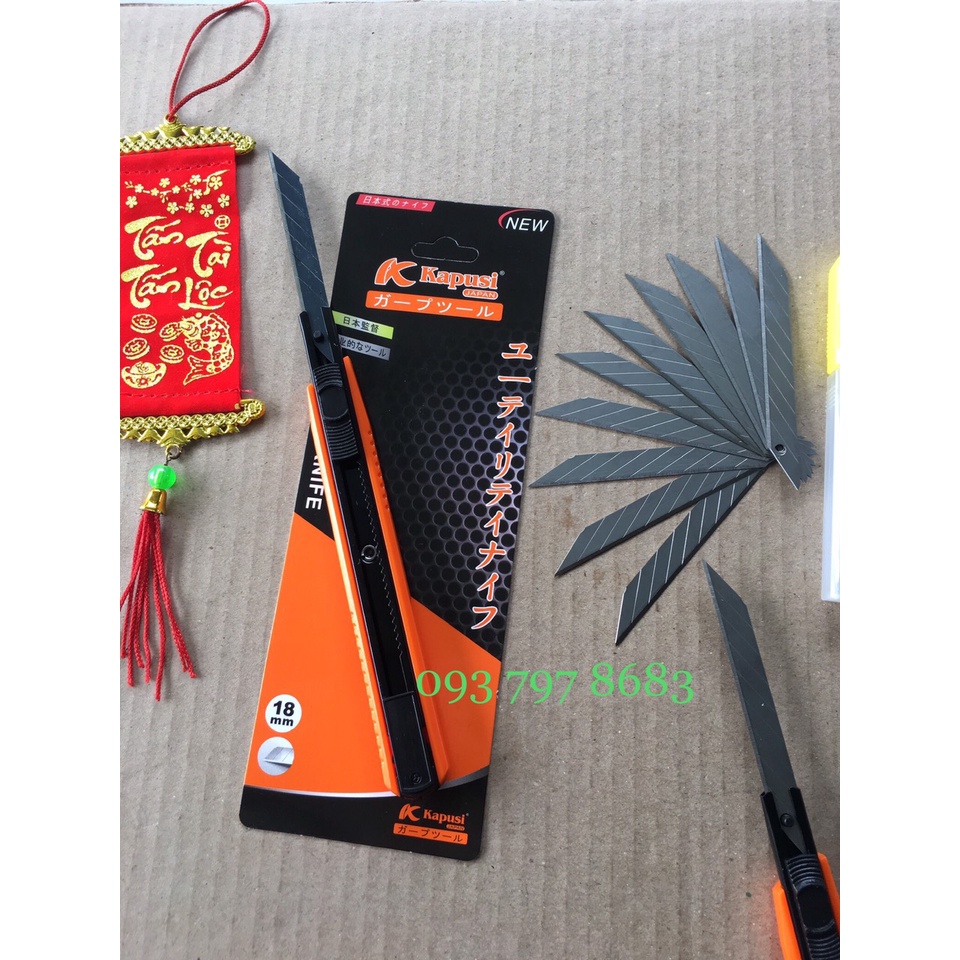 Combo dao rọc giấy mini Kapusi + lưỡi dao rọc giấy 30 độ
